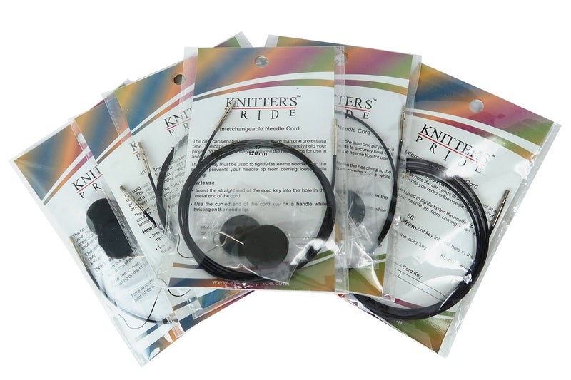 Knitter's Pride Knitters Pride Interchangeable Black Cord Variety Pack - 6 Common Sizes, 16, 24, 32, 40, 47, 60 - Image 1
